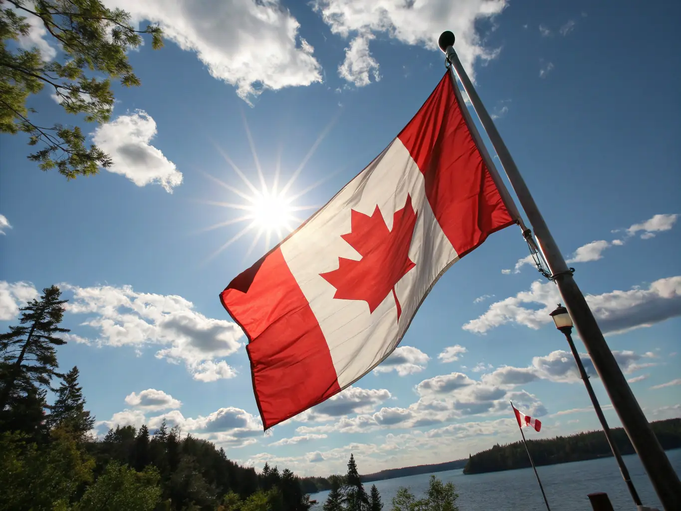 A Canadian maple leaf with the Canadian flag in the background, symbolizing visa applications to Canada.